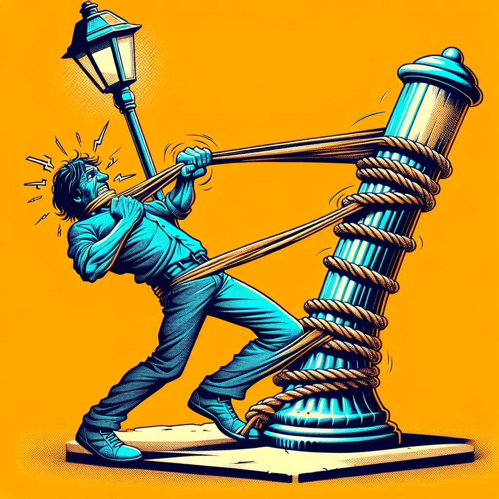 Una ilustración de la cita: "Never fight an inanimate object."