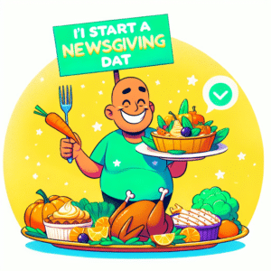 Una ilustración de la cita: "An optimist is a person who starts a new diet on Thanksgiving Day."